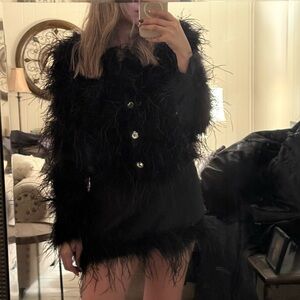 Fashion Nova Black Feathered Set